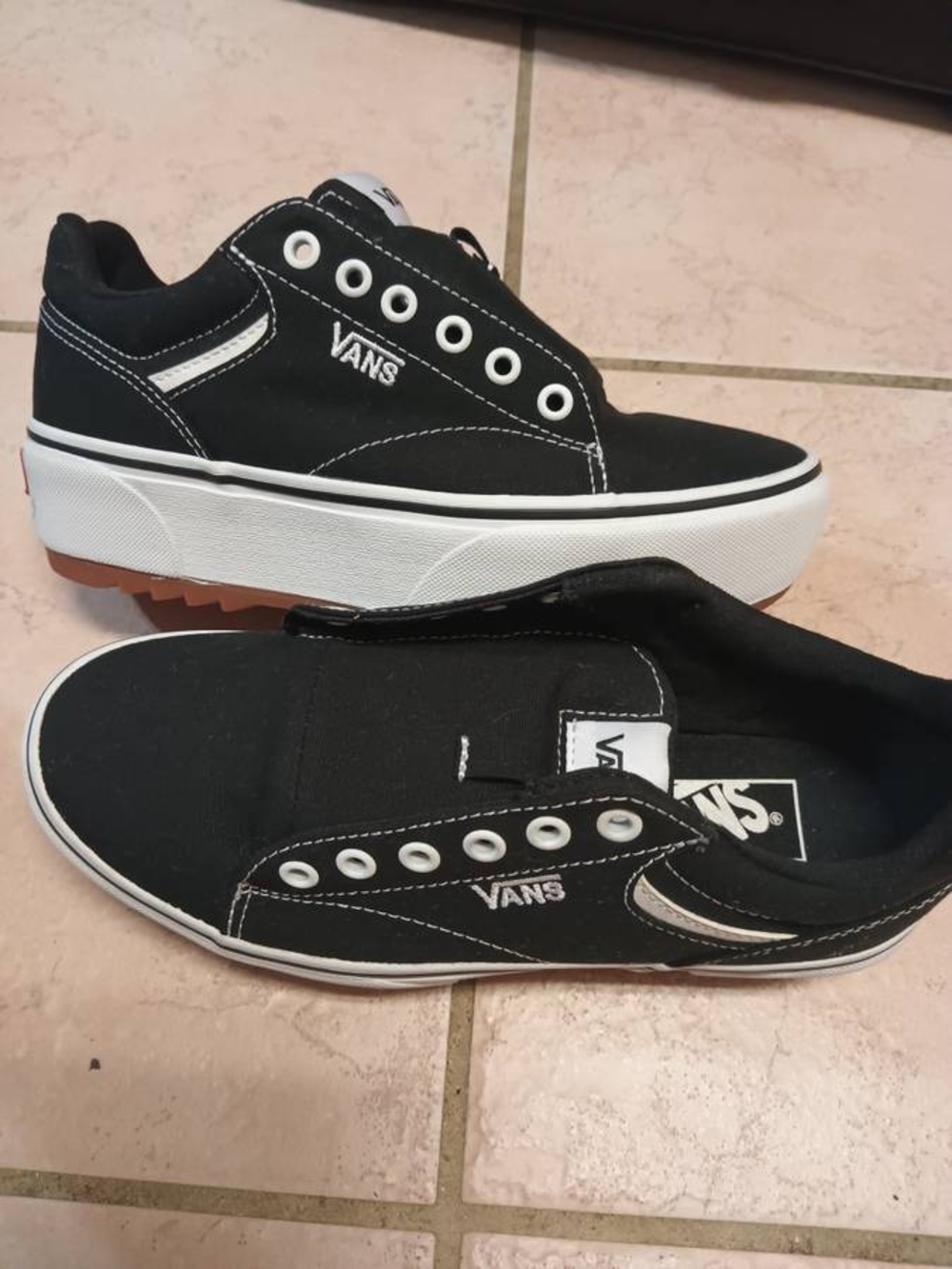 Vans Black and White Platform Low-Top Sneakers